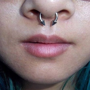 THICK Surgical Steel 14G 1.6mm Spiked Horseshoe Ring Septum Nipple
