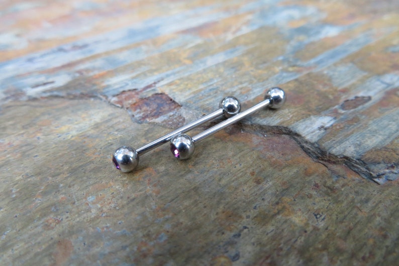 Black Gems Surgical Steel Cheek Dimple Barbell Piercing Etsy