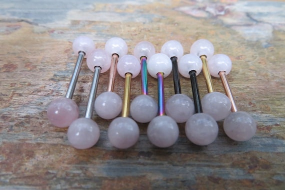 Rose quartz cheap nipple bar