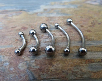 Hypoallergenic Steel 14G (1.6mm) Barbell Curve Belly Nipple Tongue Piercing 100% Surgical Steel Curved Bar