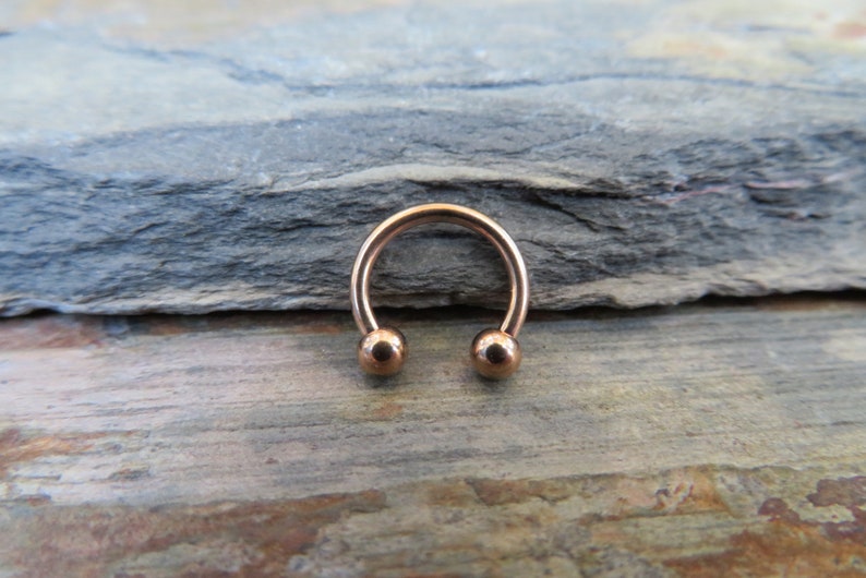 Rose Gold Titanium Ion Plated 16G 1.2mm Horseshoe Ring Septum Piercing 316L Surgical Steel image 5