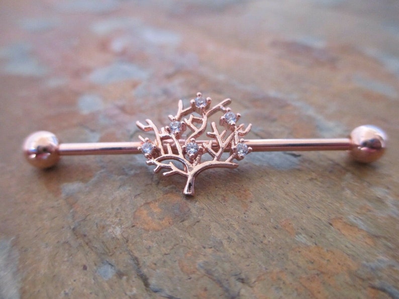 1.6mm Piercing Piercings Gold Tree of Life Industrial Scaffold Bar Barbell Barbells 14G