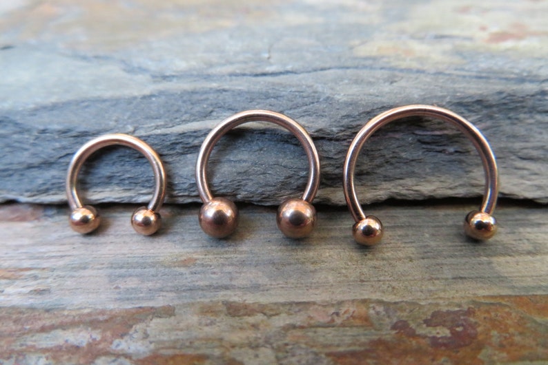 Rose Gold Titanium Ion Plated 16G 1.2mm Horseshoe Ring Septum Piercing 316L Surgical Steel image 6