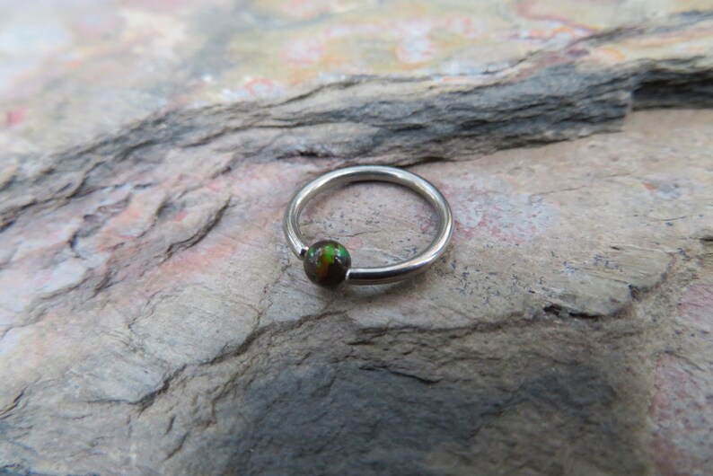 Steel Autumn Fire Opal Stone Bead CBR Ring Hoop 14G 16G Nose Cartilage Septum Lip Earring Piercing Multi-Color