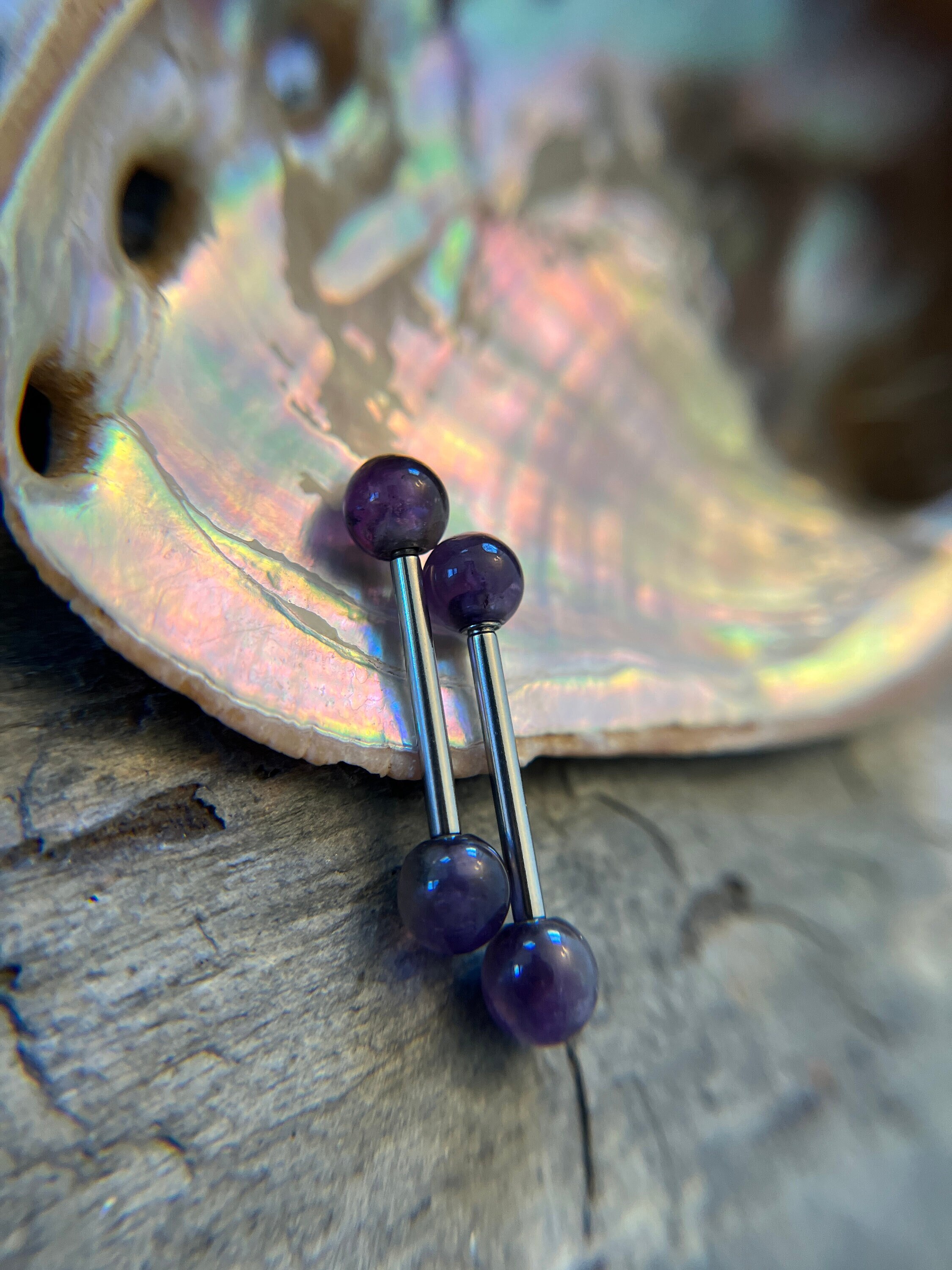 Amethyst nipple sales rings