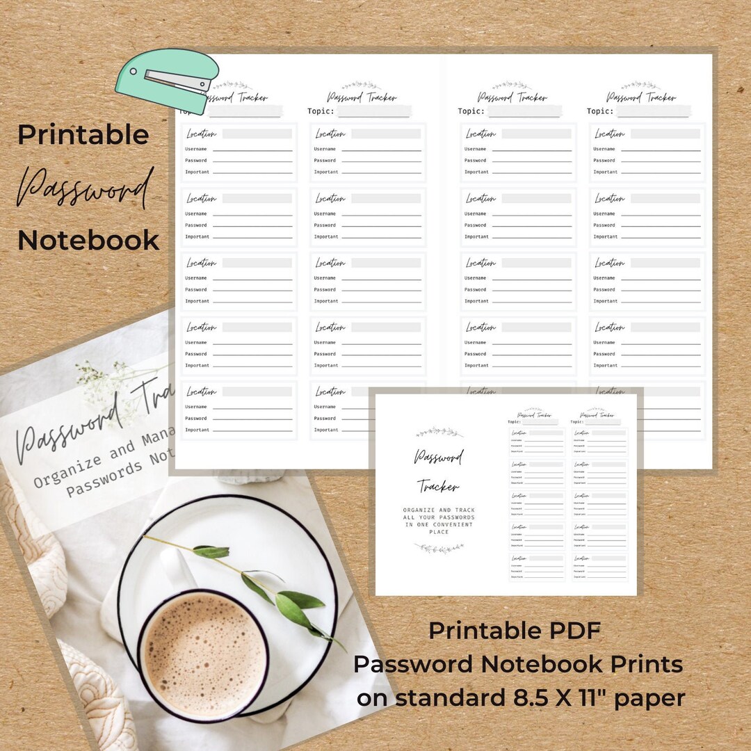 Purse Size Password Tracker Printable Notebook,printable Password