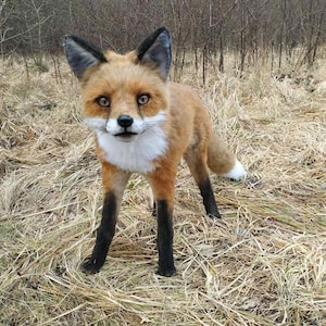 Realistic Fox Plush : Handmade Soft Toy for Wildlife Lovers and Rustic Decor Fox Stuffed Animal