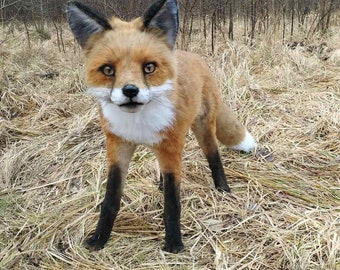 Juguete de peluche de zorro realista hecho a mano - Regalo de animal de peluche de zorro suave