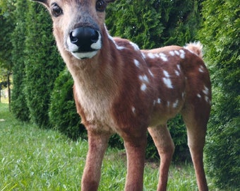 Spotted Deer - Unique Deer Plush - Personalised Pet Stuffed Toy - Poseable Art Doll - Lifelike Wildlife Decor