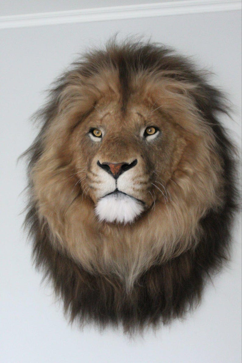 Lion Head Faux Fur Wall Mount: Safari Decorations image 5