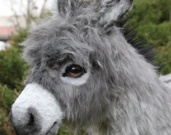 Burro de Pelúcia Escultura Macia Boneco de Arte de Pelúcia