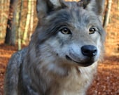 Handmade Realistic Faux Fur Wolf Replica: Lifelike Plush Sculpture