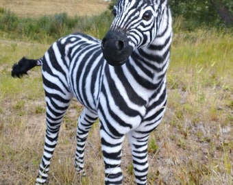 Toy Zebra. Custom Pet Plush. Art Doll Animal. Poseable Art Doll. Realistic Plush