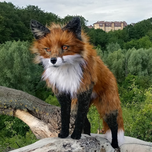 Fox Realistic Plush Handmade Soft Toy for Wildlife Lovers and