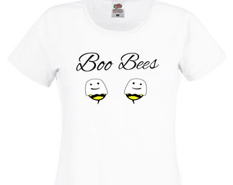 Fun Shirt Damen - "Boo Bees" Halloween lustiges Frauen T-Shirt | Weihnachtsgeschenkidee