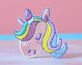 Rainbow Unicorn Embroidered Patch: Iron-On Applique