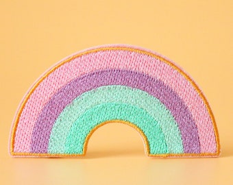 Pinky rainbow embroidered patch, Rainbow patch, iron on patch,embroidered,edge burn out,Applique