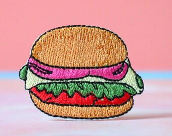 Cheeseburger Patch: Embroidered Iron-On Applique