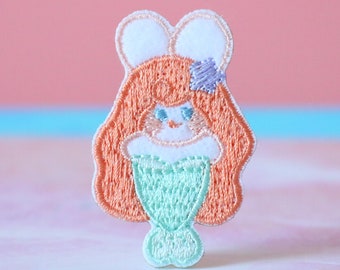 Little Mermaid Iron On Patch, Embroidered Applique, DIY Mask Patch