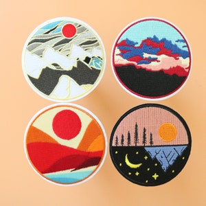 Adventure patch,Go to the wild patch, ice field,Desert,day and night, iron on patch,embroidered,edge burn out,Applique,DIY,patch for mask
