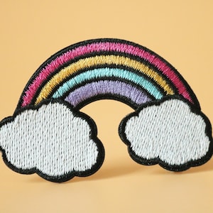 Rainbow embroidered patch,colorful clouds patch, iron on patch,embroidered,edge burn out,Applique