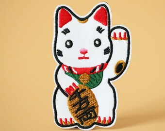 Lucky cat embroidered patch,Plutus cat Lucky kitten patch, iron on patch,embroidered,edge burn out,Applique