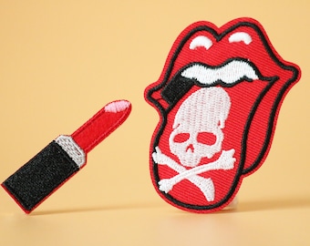 Lipstick poison embroidered patch,Girl ,Feminist, Lipstick patch, iron on patch,embroidered,edge burn out,Applique