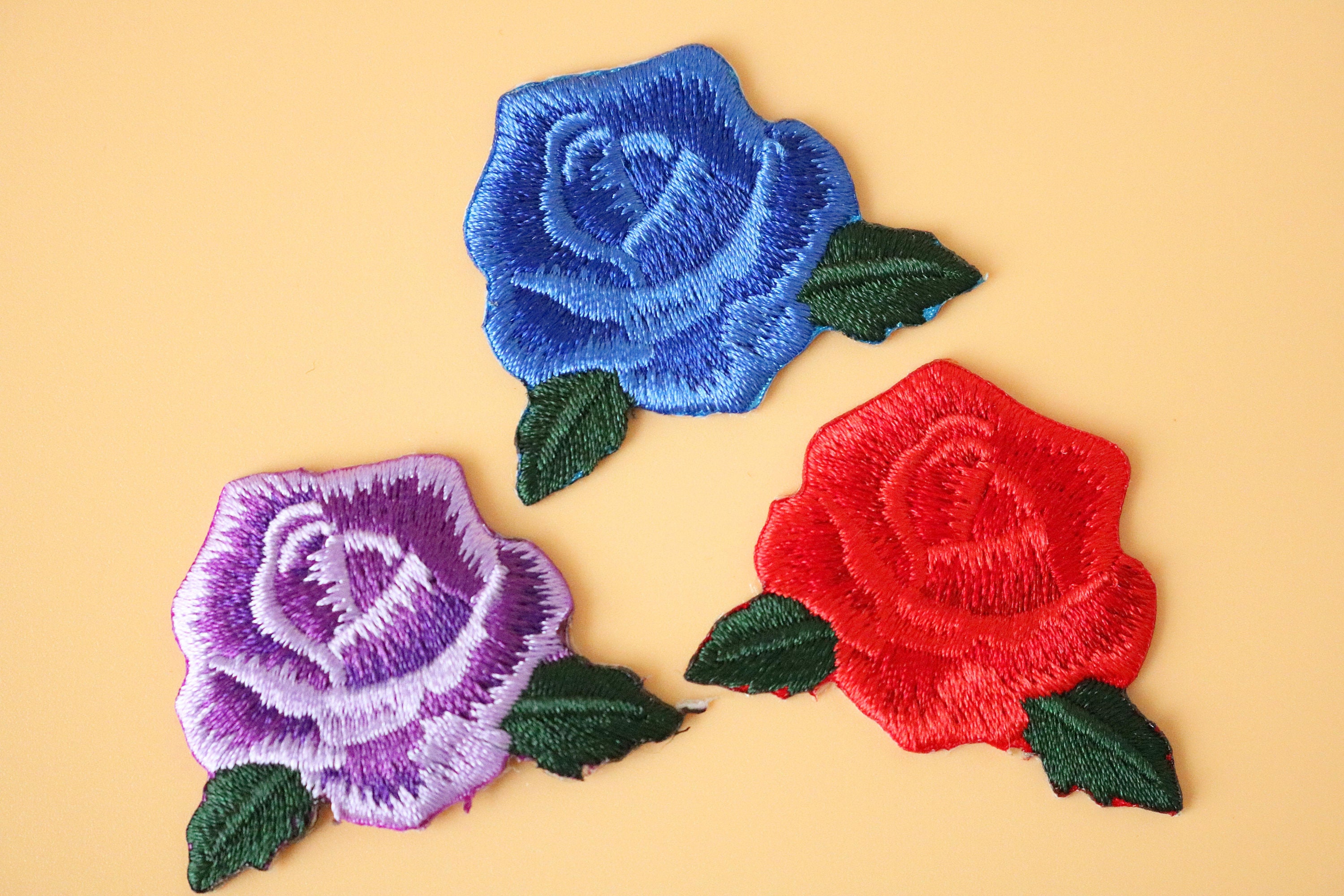  Wnvivi 2pcs Flower Patches,Blue Rose Pattern DIY