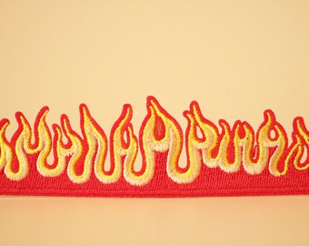 Fire Flame embroidered patch, fire iron on patch,embroidered,edge burn out,Applique