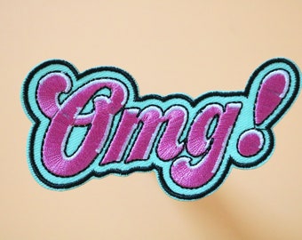 OMG! embroidered patch,Purple ,girls, iron on patch,embroidered,edge burn out,Applique
