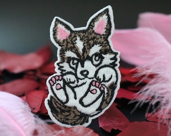 Husky Embroidered Iron-On Patch, Dog Applique