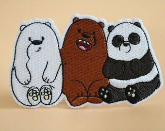 We bare bear,iron on patch,embroidered,edge burn out,Applique