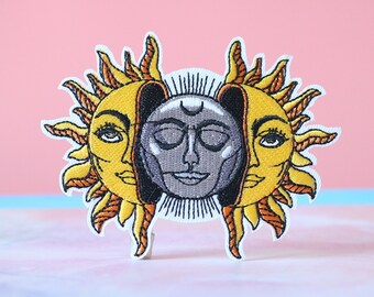 the core of sun  patch,Sun patch, iron on patch,embroidered,edge burn out,Applique,DIY,patch for mask