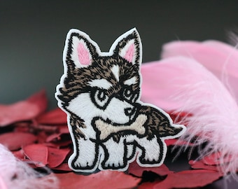 Husky Embroidered Iron-On Patch: Dog Applique
