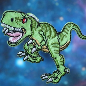 Green Tyrannosaurus embroidered patch, dinosaur iron on patch,embroidered,edge burn out,Applique