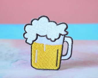 Beer Mug Patch: Embroidered Iron-On Applique
