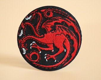 Targaryen Dragon Iron On Patch, Embroidered Applique