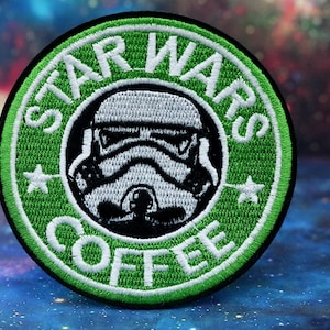 Star Wars patch,Coffee  patch,Star Wars and Coffee,embroidered patch,  iron on patch,embroidered,edge burn out,Applique