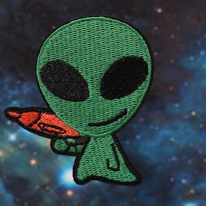 Alien patch,Space patch,UFO,embroidered patch,  iron on patch,embroidered,edge burn out,Applique