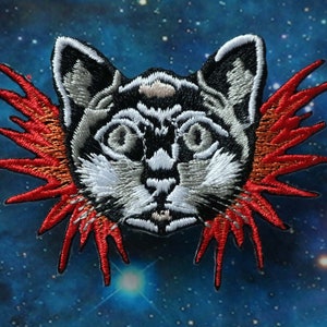 Mystic  cat embroidered patch,Black cat, iron on patch,embroidered,edge burn out,Applique