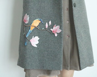 Fun bird on the lutus tree patch,spring patch,embroidered patch,  iron on patch,embroidered,edge burn out,Applique