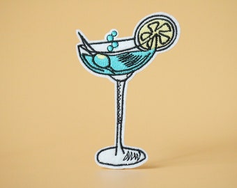 Martini Embroidered Patch: Cocktail Iron-On Applique