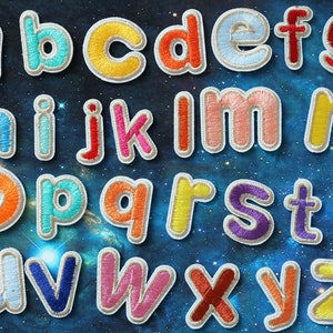 Rainbow alphabet in lower case embroidered patch,Letter patch,iron on patch,embroidered,edge burn out,Applique