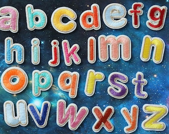 Rainbow Embroidered Letter Patch: Lowercase Iron-On Applique