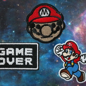 Super Mario embroidered patch, Game patch,Game over patch, iron on patch,embroidered,edge burn out,Applique