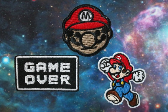 Super Mario Embroidered Iron On Patch: Game Over Applique
