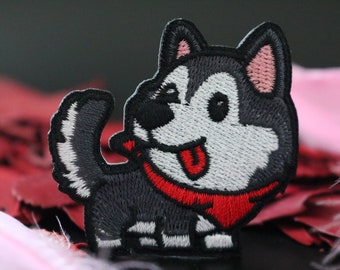 Husky puppy embroidered patch,dog,iron on patch,embroidered,edge burn out,Applique