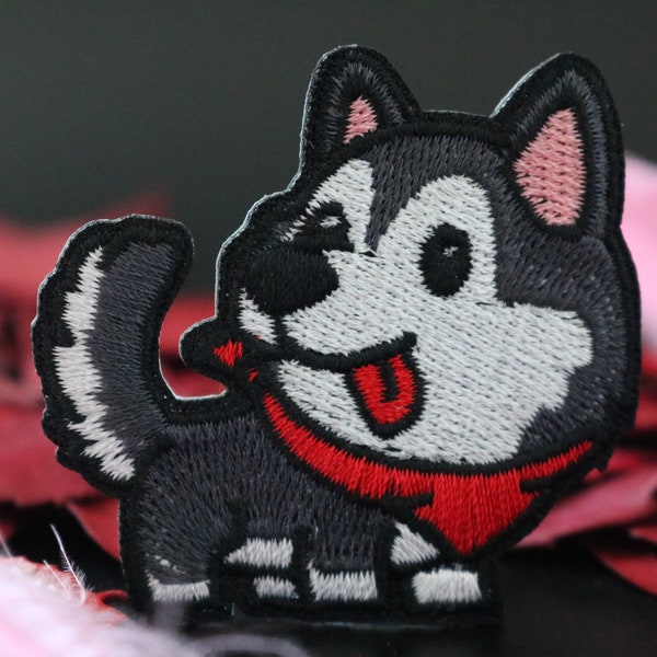 Husky puppy embroidered patch,dog,iron on patch,embroidered,edge burn out,Applique
