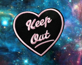 Keep out patch,Pink ,Girl,embroidered patch,  iron on patch,embroidered,edge burn out,Applique