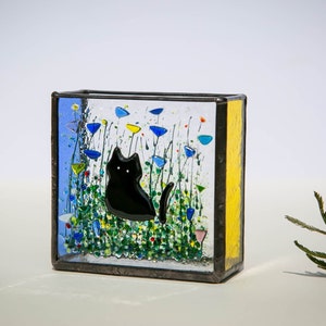Cats lover gift, Small stained glass vase, Gift for Cat Mom